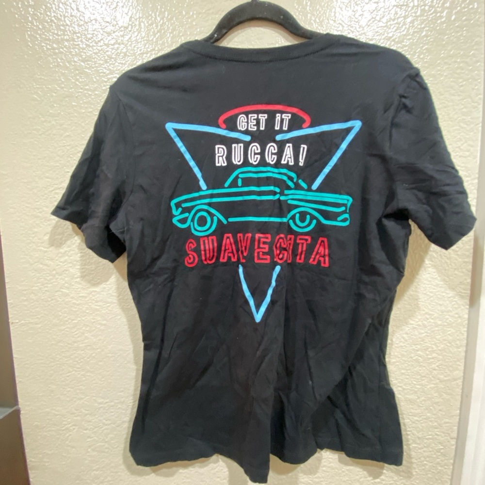 Black Suavecita  Get it rucca Graphic Tee with Car Design